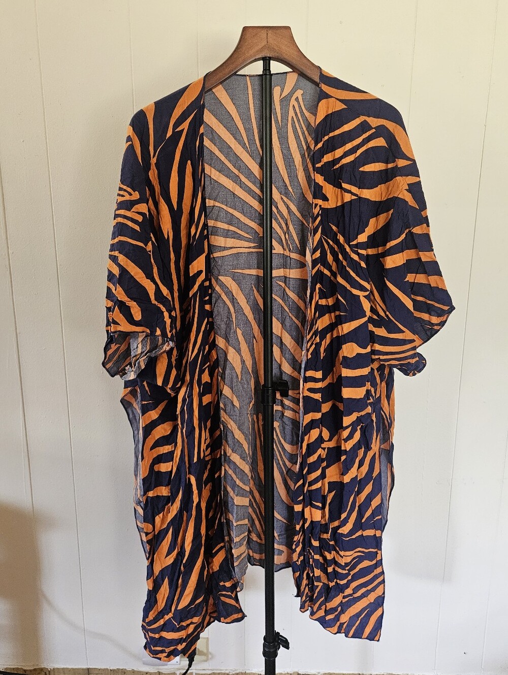 Unbranded Women's Open Front Zebra Print Kimono Cardigan - Purple & Orange